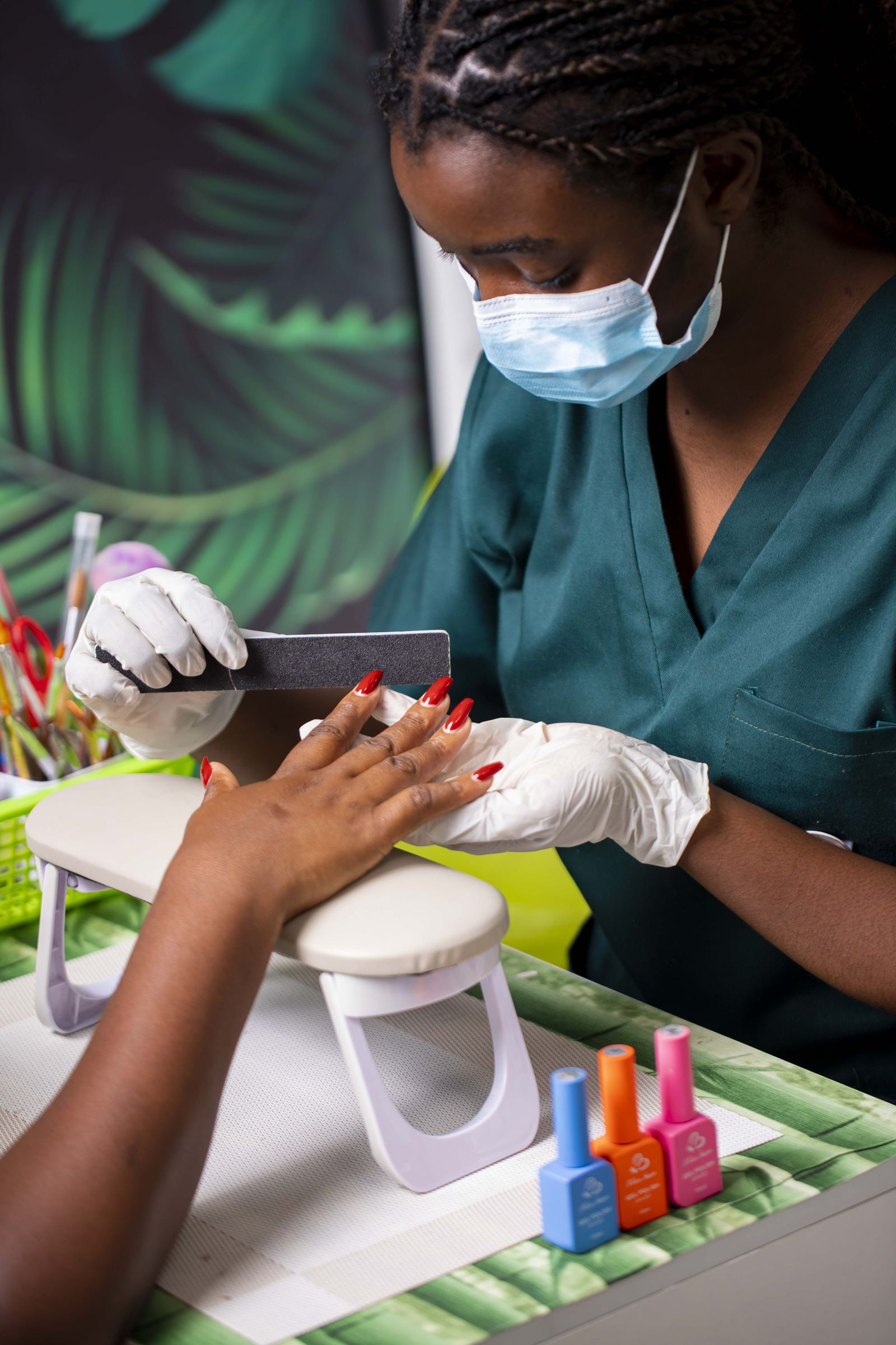 Nail technician at work